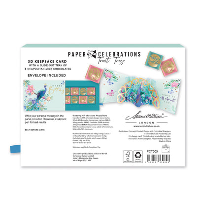 Peacock Pop Up Birthday Card With Chocolate Treat Tray Surprise Card & Gift
