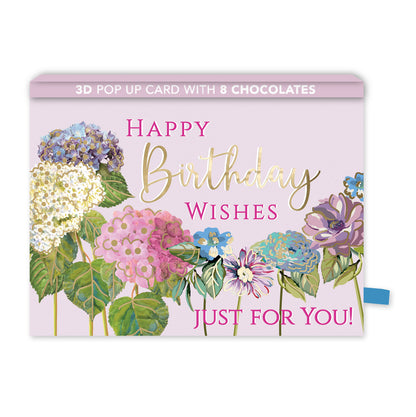 Blooming Pop Up Birthday Card With Chocolate Treat Tray Surprise Card & Gift