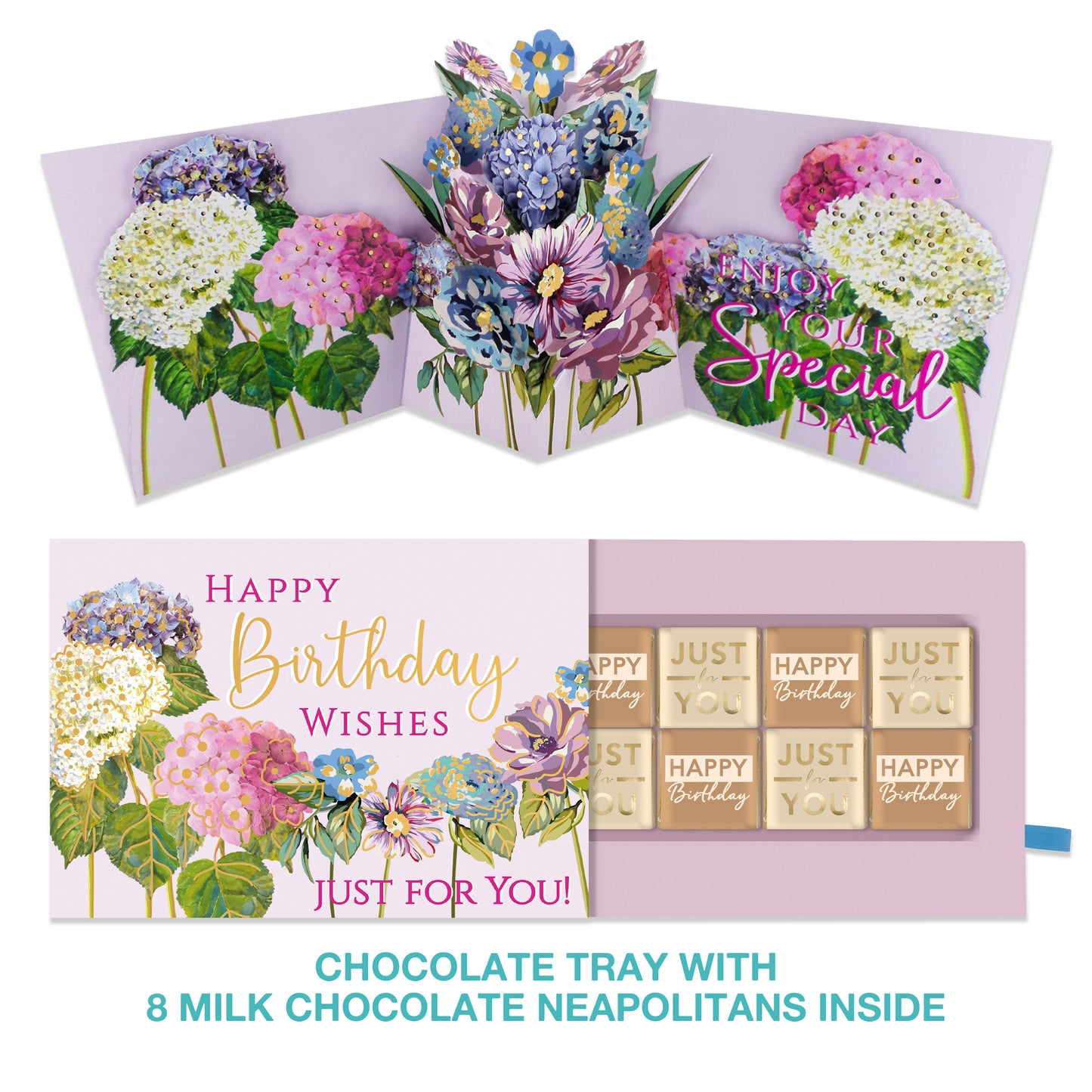 Blooming Pop Up Birthday Card With Chocolate Treat Tray Surprise Card & Gift