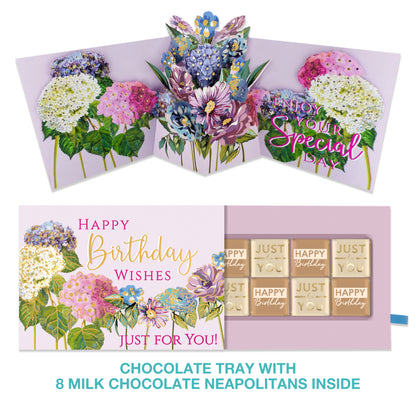 Blooming Pop Up Birthday Card With Chocolate Treat Tray Surprise Card & Gift