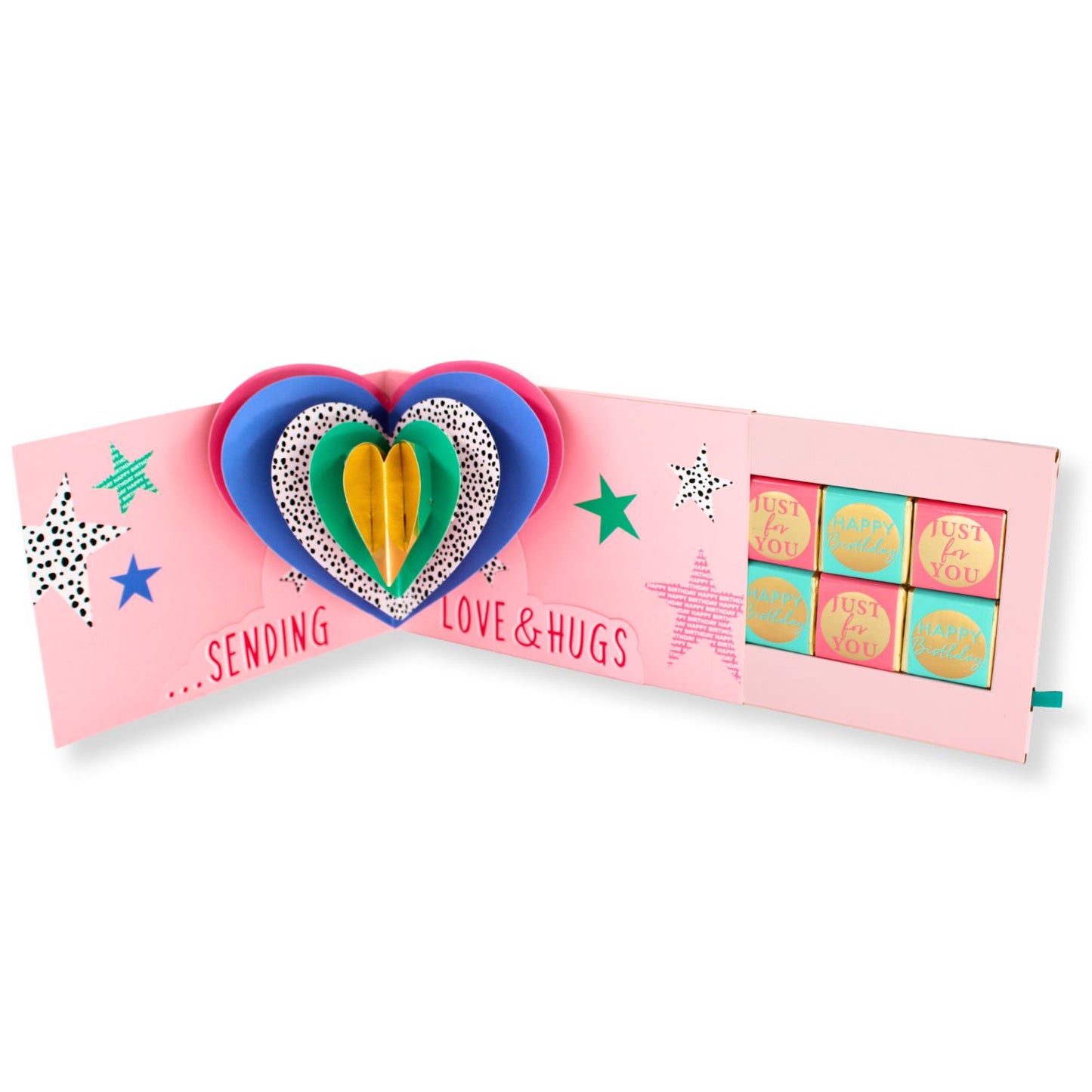 Friend Heart Pop Up Birthday Card With Chocolate Treat Tray Surprise Card & Gift