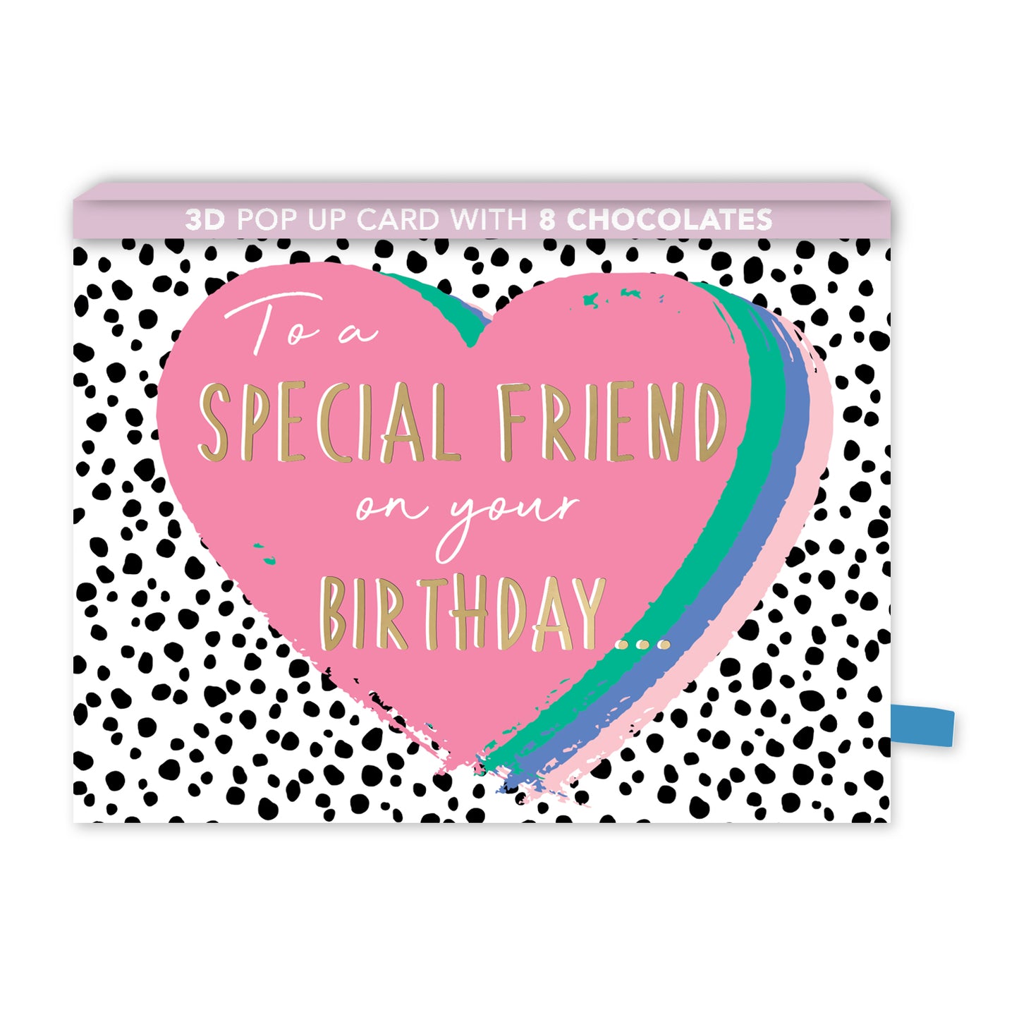 Friend Heart Pop Up Birthday Card With Chocolate Treat Tray Surprise Card & Gift
