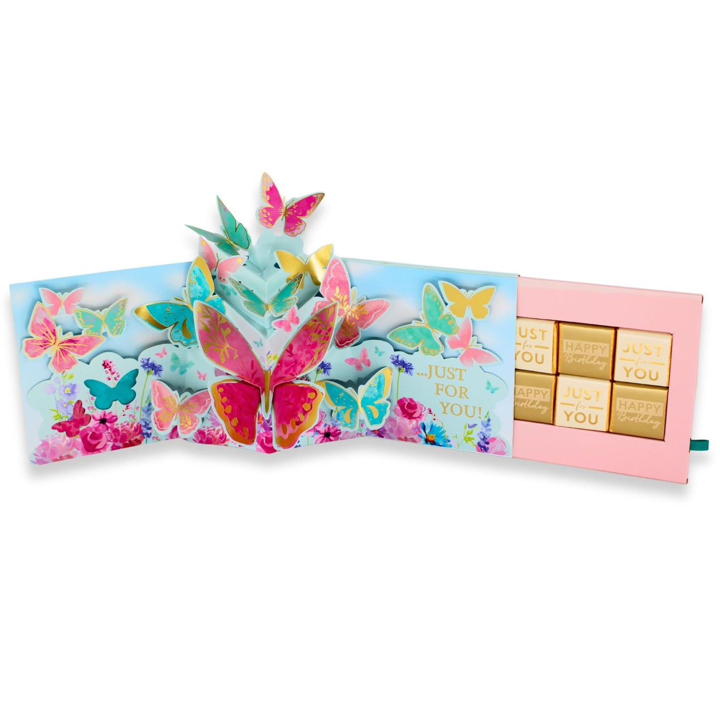 Beautiful Pop Up Birthday Card With Chocolate Treat Tray Surprise Card & Gift