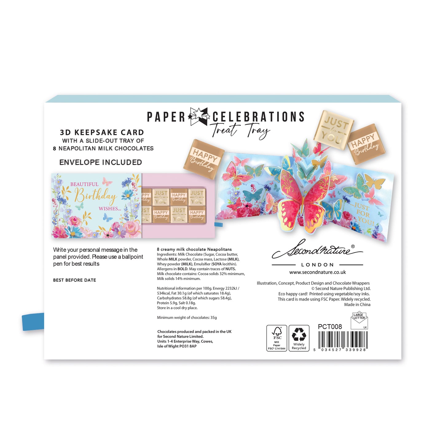 Beautiful Pop Up Birthday Card With Chocolate Treat Tray Surprise Card & Gift