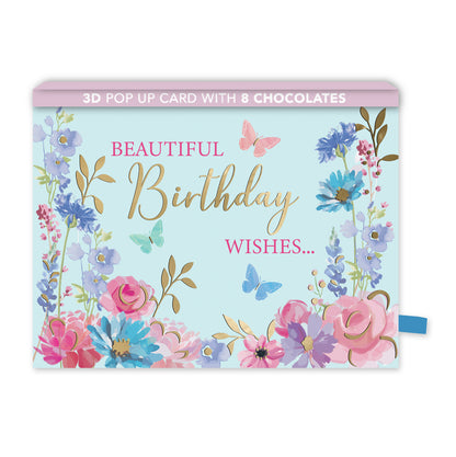 Beautiful Pop Up Birthday Card With Chocolate Treat Tray Surprise Card & Gift