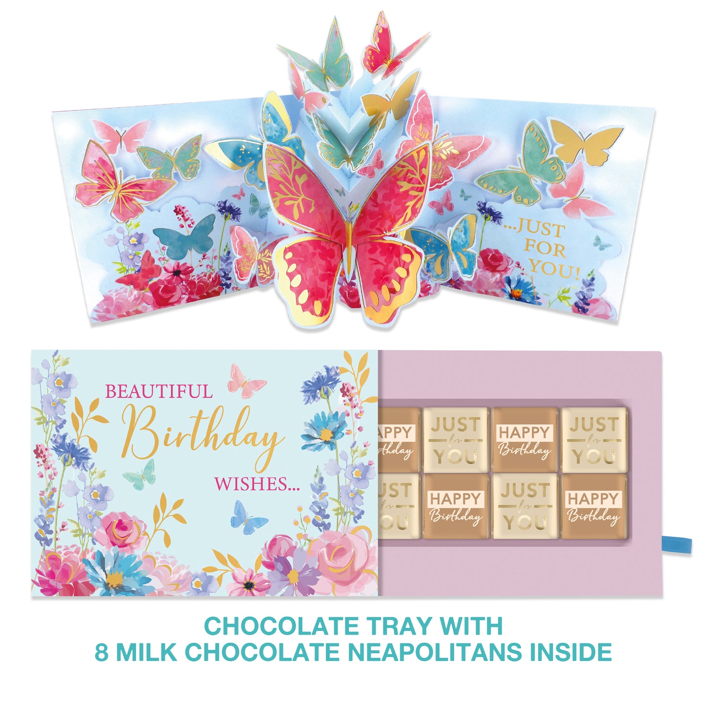 Beautiful Pop Up Birthday Card With Chocolate Treat Tray Surprise Card & Gift