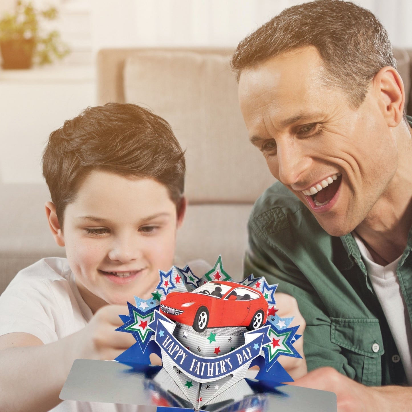 Happy Father's Day From The Dog Red Car Pop Up Card