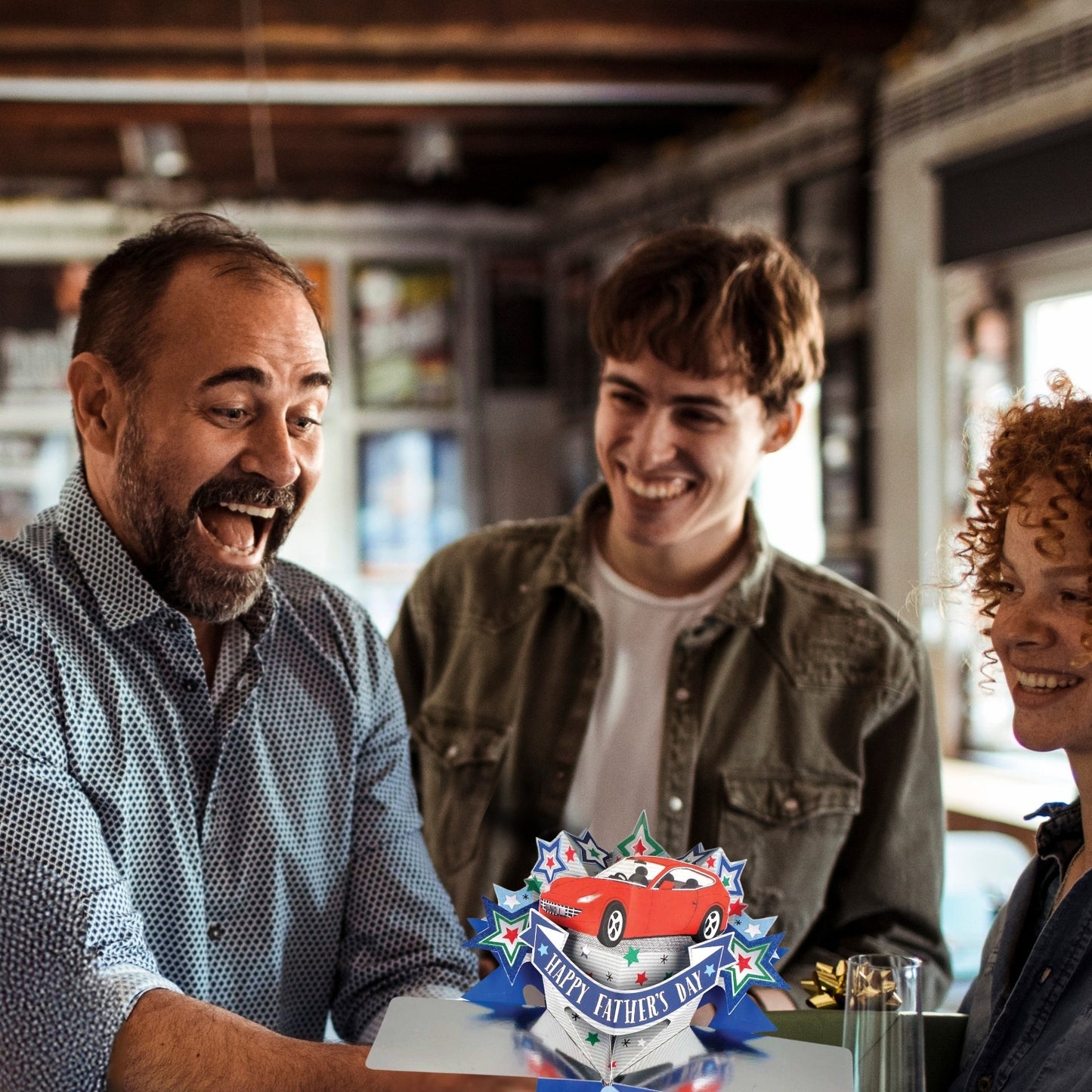Happy Father's Day To My Gorgeous Boyfriend Red Car Pop Up Card