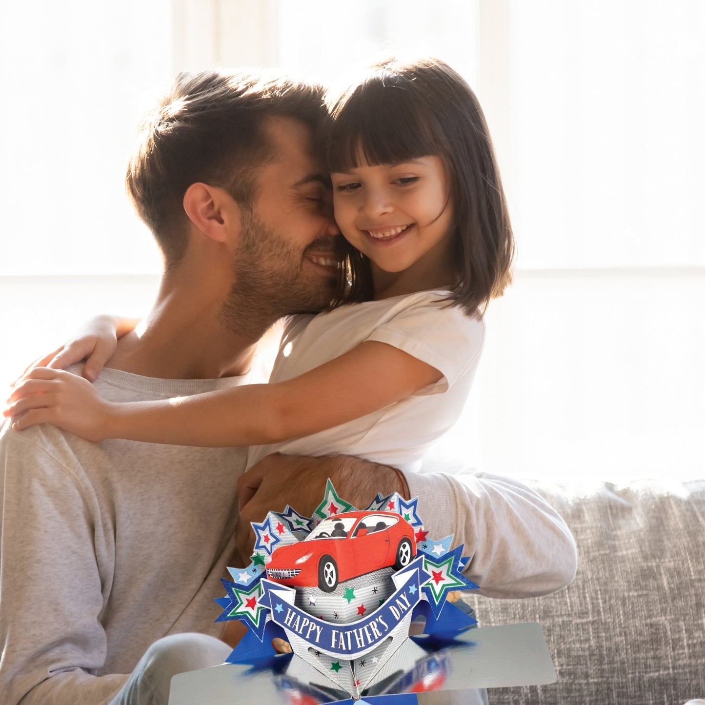 Happy Father's Day To A Wonderful Father Red Car Pop Up Card!