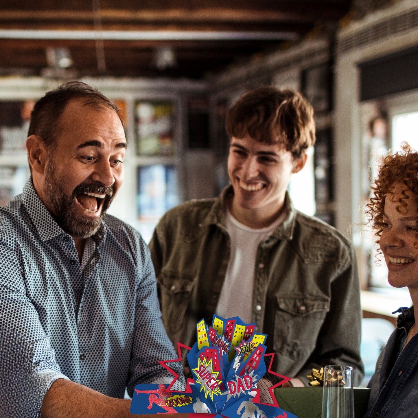 To A Wonderful Father Super Dad Pop Up Card