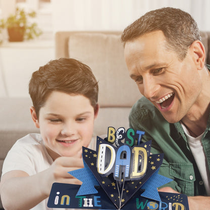 Happy Father's Day Best Dad In The World Pop Up Greeting Card