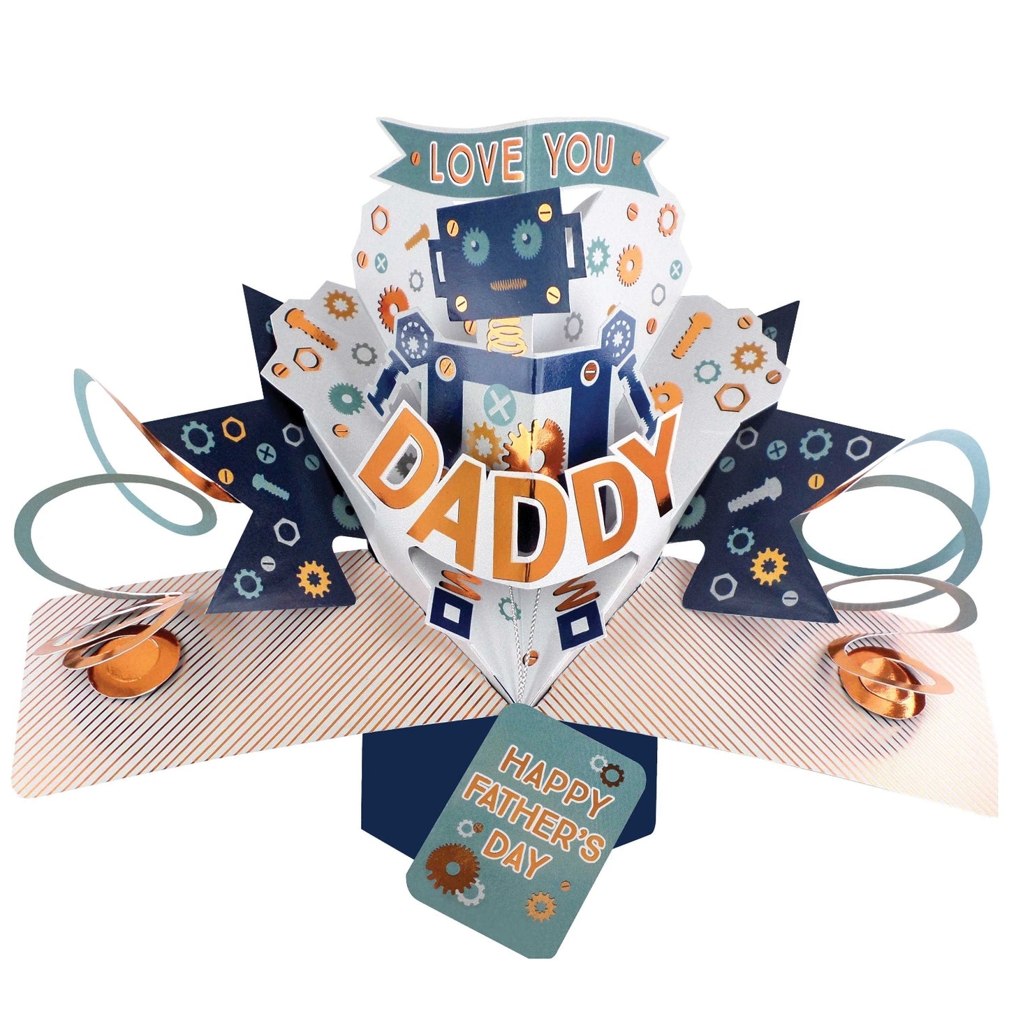 Pop Up Father's Day Card Love You Daddy Robot Greeting Card