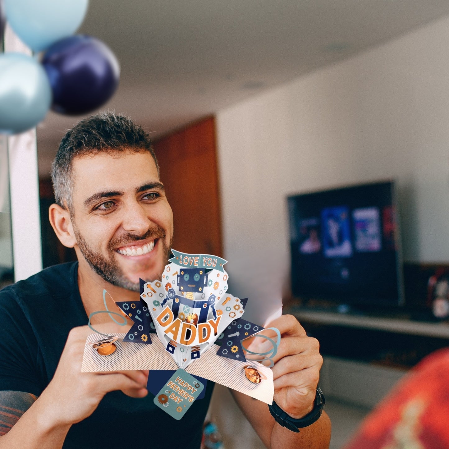 Pop Up Father's Day Card Love You Daddy Robot Greeting Card