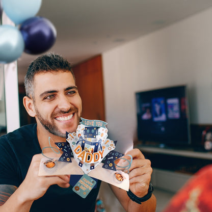 Pop Up Father's Day Card Love You Daddy Robot Greeting Card