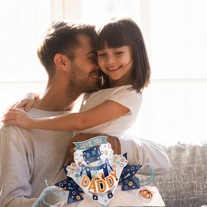 Pop Up Father's Day Card Love You Daddy Robot Greeting Card