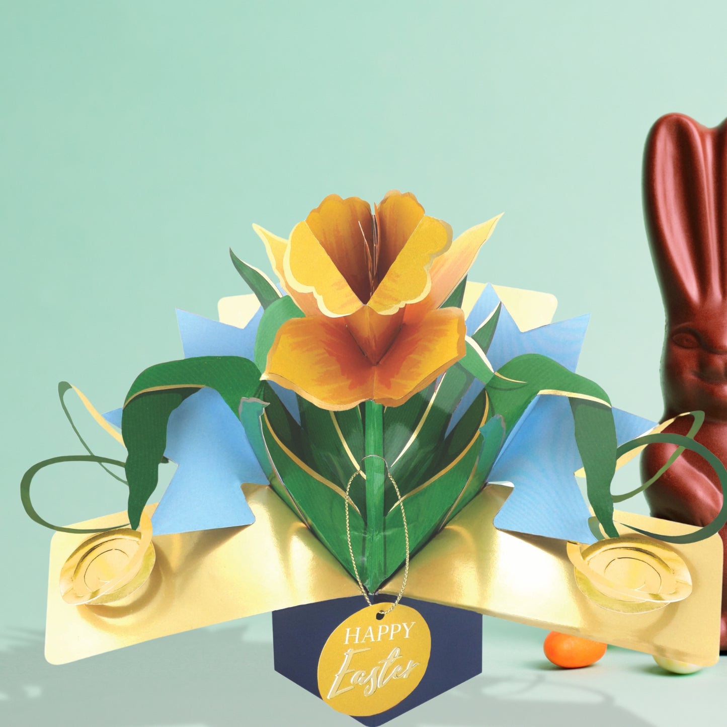 Happy Easter Daffodil Flower 3D Pop Up Easter Greeting Card