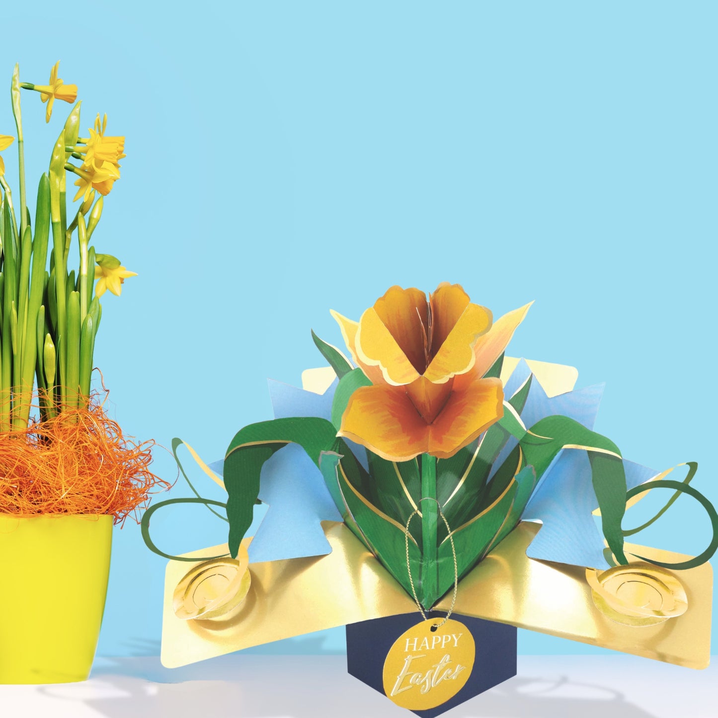Happy Easter Daffodil Flower 3D Pop Up Easter Greeting Card
