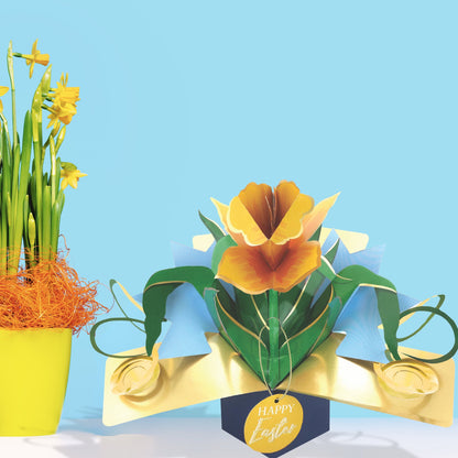 Happy Easter Daffodil Flower 3D Pop Up Easter Greeting Card