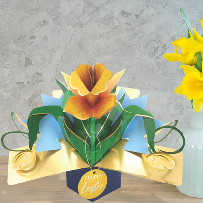 Happy Easter Daffodil Flower 3D Pop Up Easter Greeting Card
