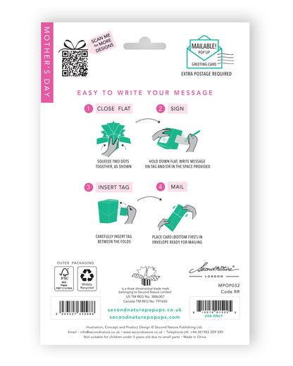 Hummingbird Flower Bouquet Happy Mother's Day 3D Pop Up Mother's Day Card