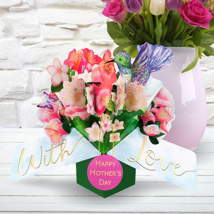 Hummingbird Flower Bouquet Happy Mother's Day 3D Pop Up Mother's Day Card