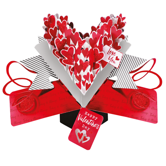 Love Hearts Pop Up Happy Valentine's Day Greeting Card