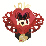 Love You Tunnel With Hearts Pop Up Happy Valentine's Day Greeting Card