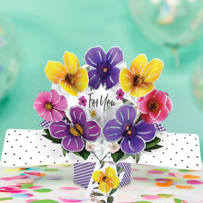 For You  Floral Pansies Any Occasion Pop Up Greeting Card