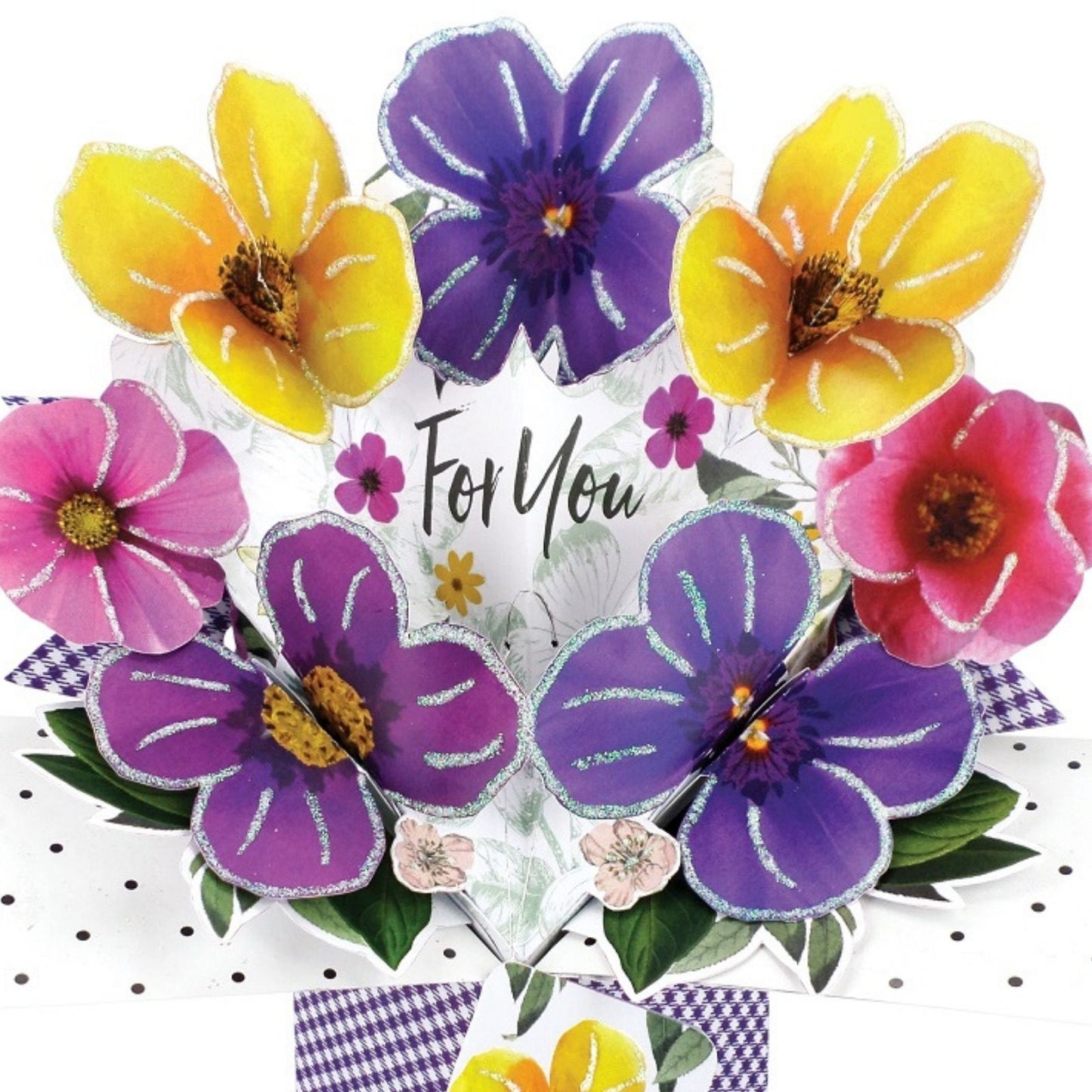 For You  Floral Pansies Any Occasion Pop Up Greeting Card