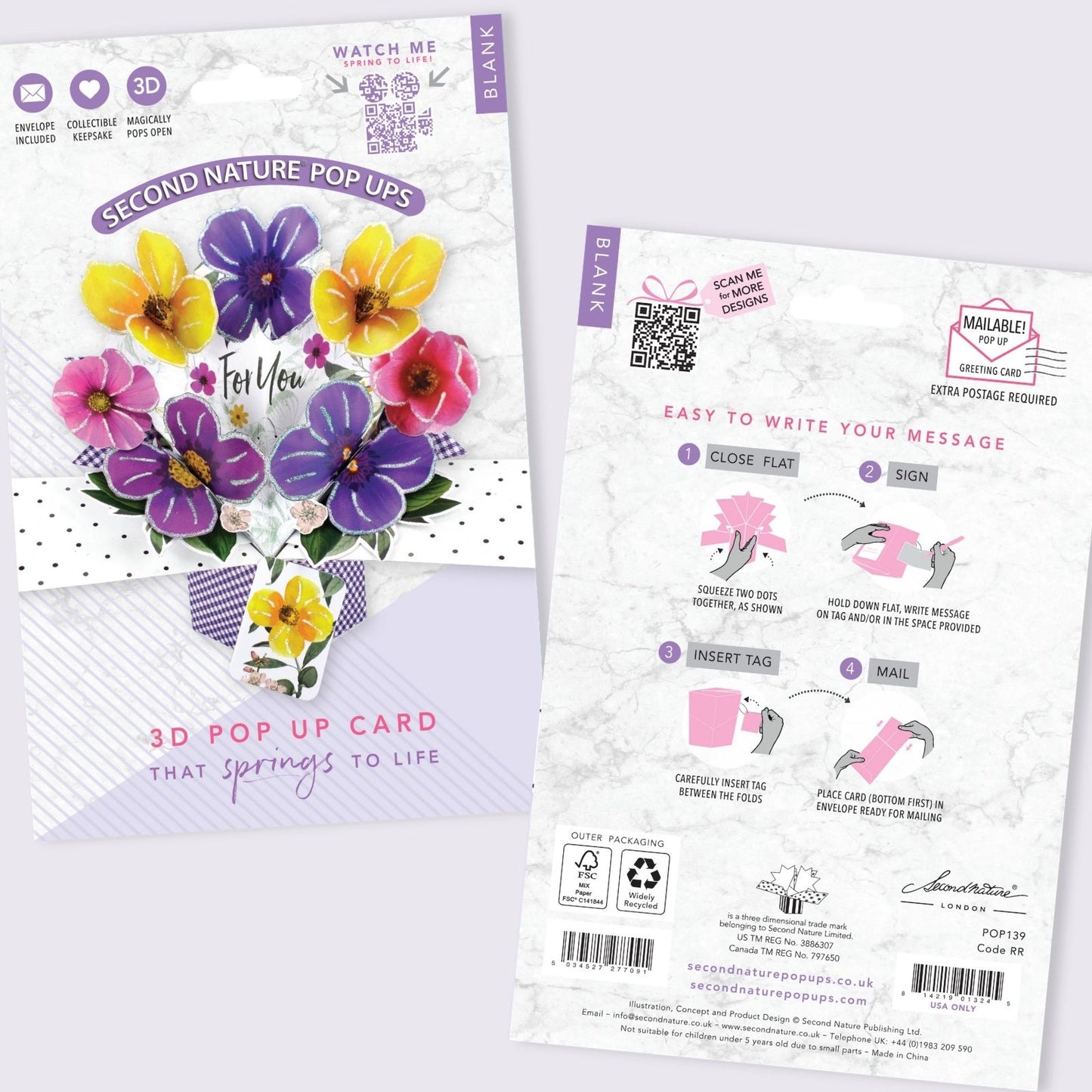 For You  Floral Pansies Any Occasion Pop Up Greeting Card