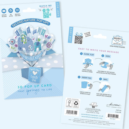 New Baby Boy Pop-Up Greeting Card