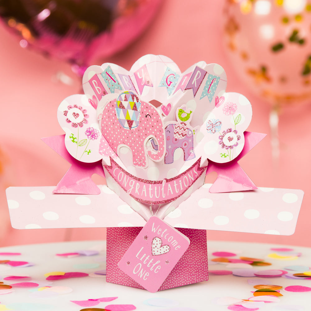 New Baby Girl Pop-Up Greeting Card