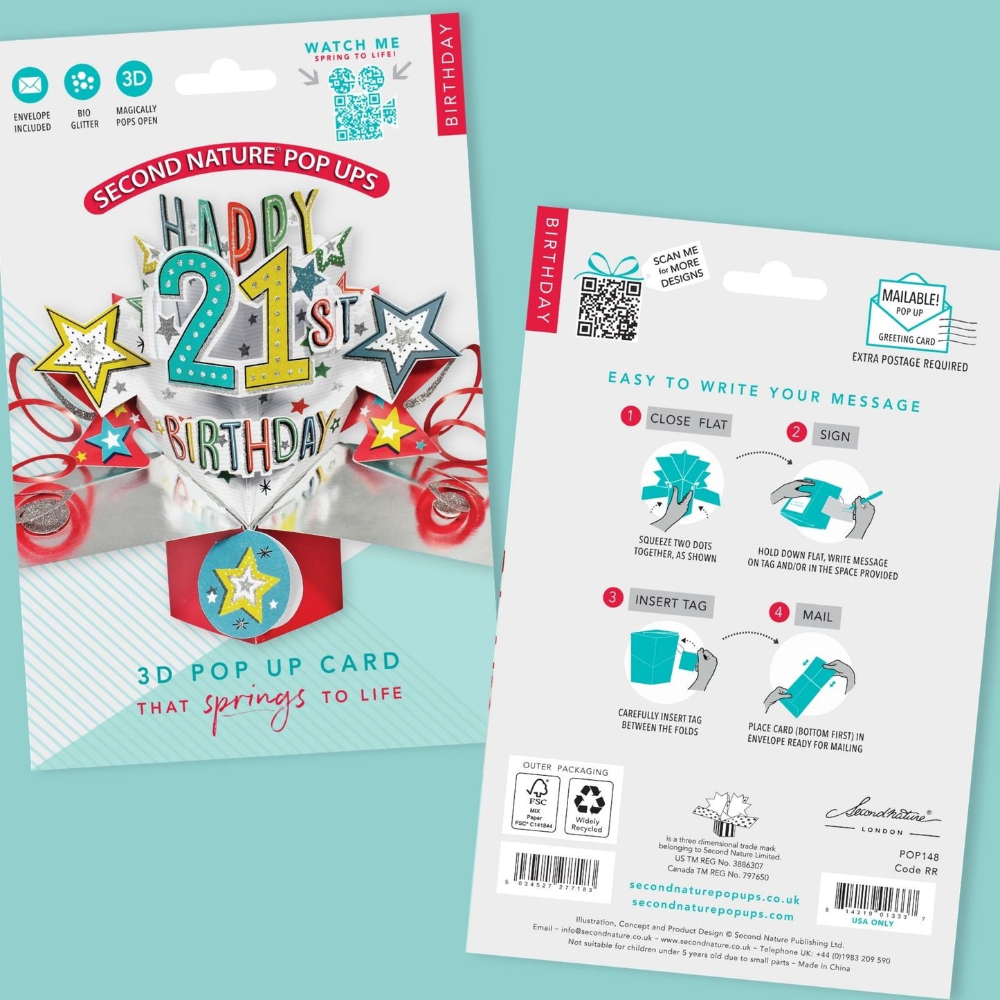 Happy 21st Birthday Pop-Up Greeting Card
