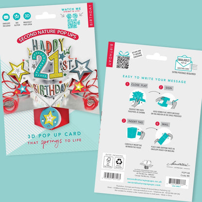 Happy 21st Birthday Pop-Up Greeting Card