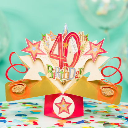 Happy 40th Birthday Pop-Up Greeting Card