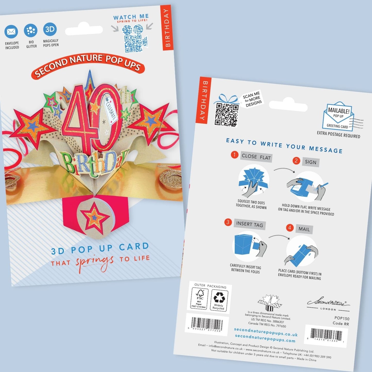 Happy 40th Birthday Pop-Up Greeting Card