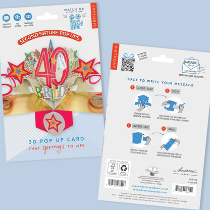Happy 40th Birthday Pop-Up Greeting Card