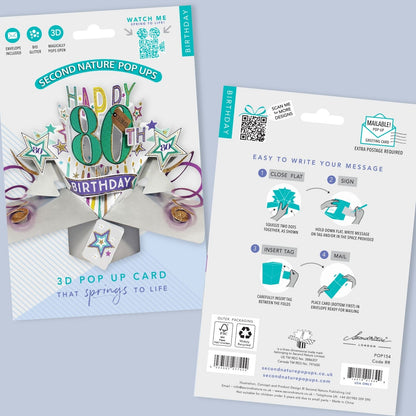 Happy 80th Birthday Pop-Up Greeting Card