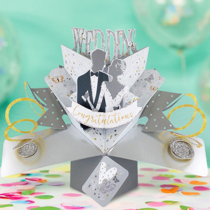 Congratulations Bride & Groom Wedding Pop Up Greeting Card