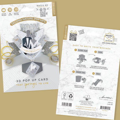 Congratulations Bride & Groom Wedding Pop Up Greeting Card