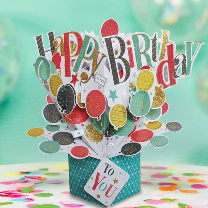 Happy Birthday Bunch Of Balloons Birthday Pop Up Greeting Card