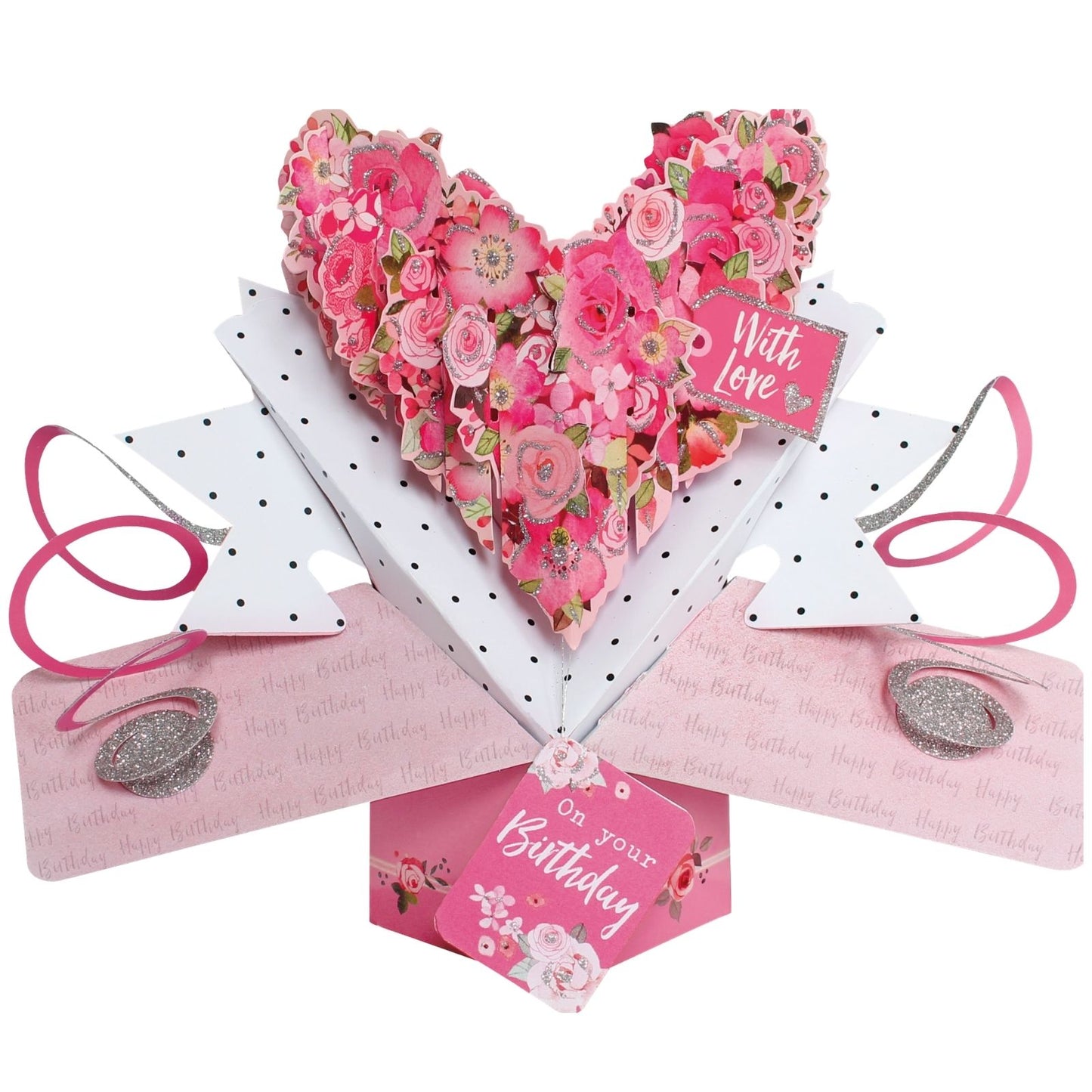 Roses Heart Birthday Pop-Up Greeting Card