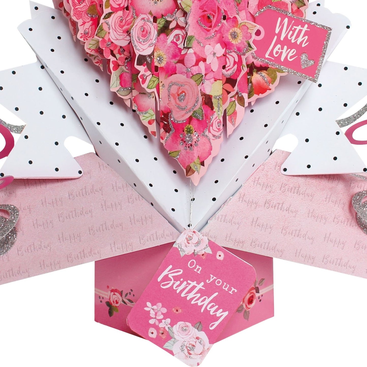 Roses Heart Birthday Pop-Up Greeting Card