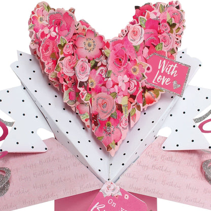 Roses Heart Birthday Pop-Up Greeting Card