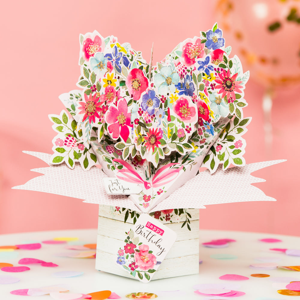 Happy Birthday Bouquet Of Flowers Birthday Pop Up Greeting Card