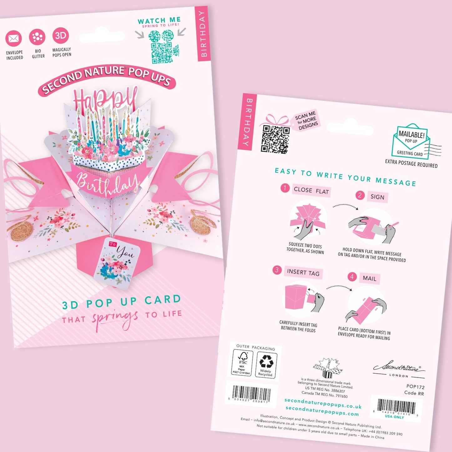 Happy Birthday Cake Pop-Up Greeting Card