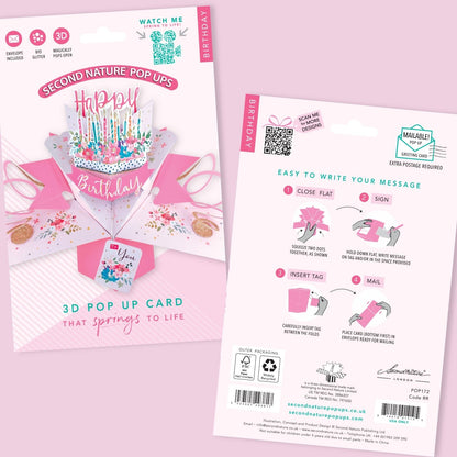Happy Birthday Cake Pop-Up Greeting Card