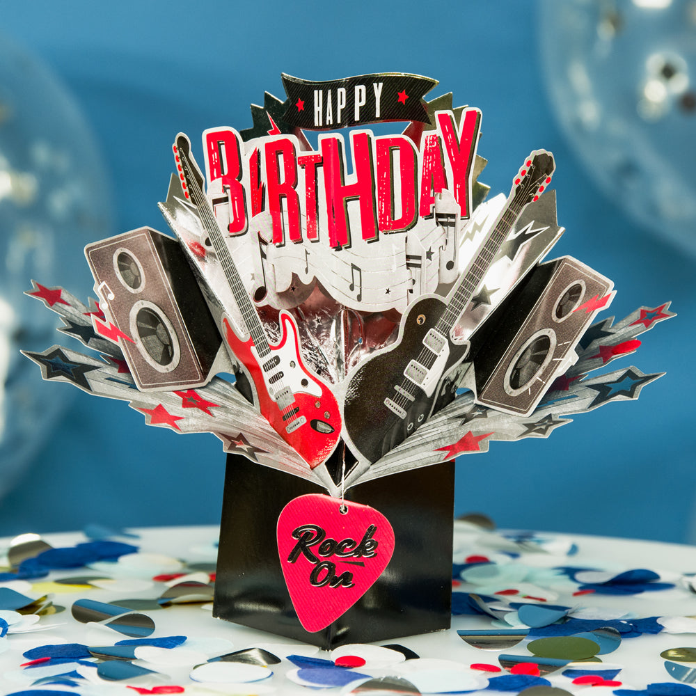 Happy Birthday Rock Guitar Pop-Up Greeting Card