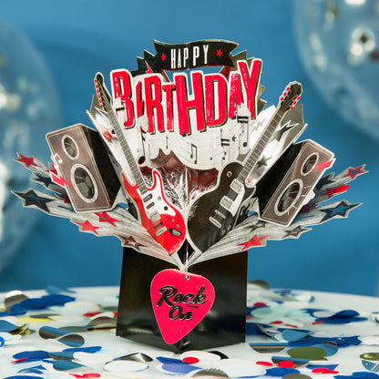 Happy Birthday Rock Guitar Pop-Up Greeting Card