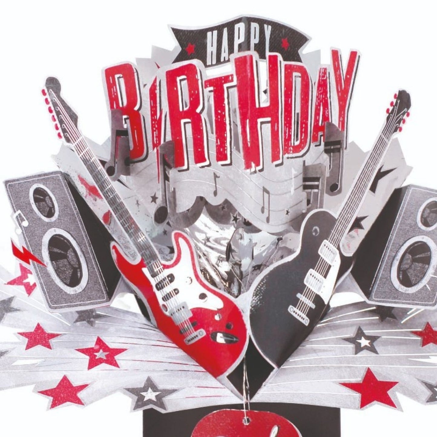 Happy Birthday Rock Guitar Pop-Up Greeting Card